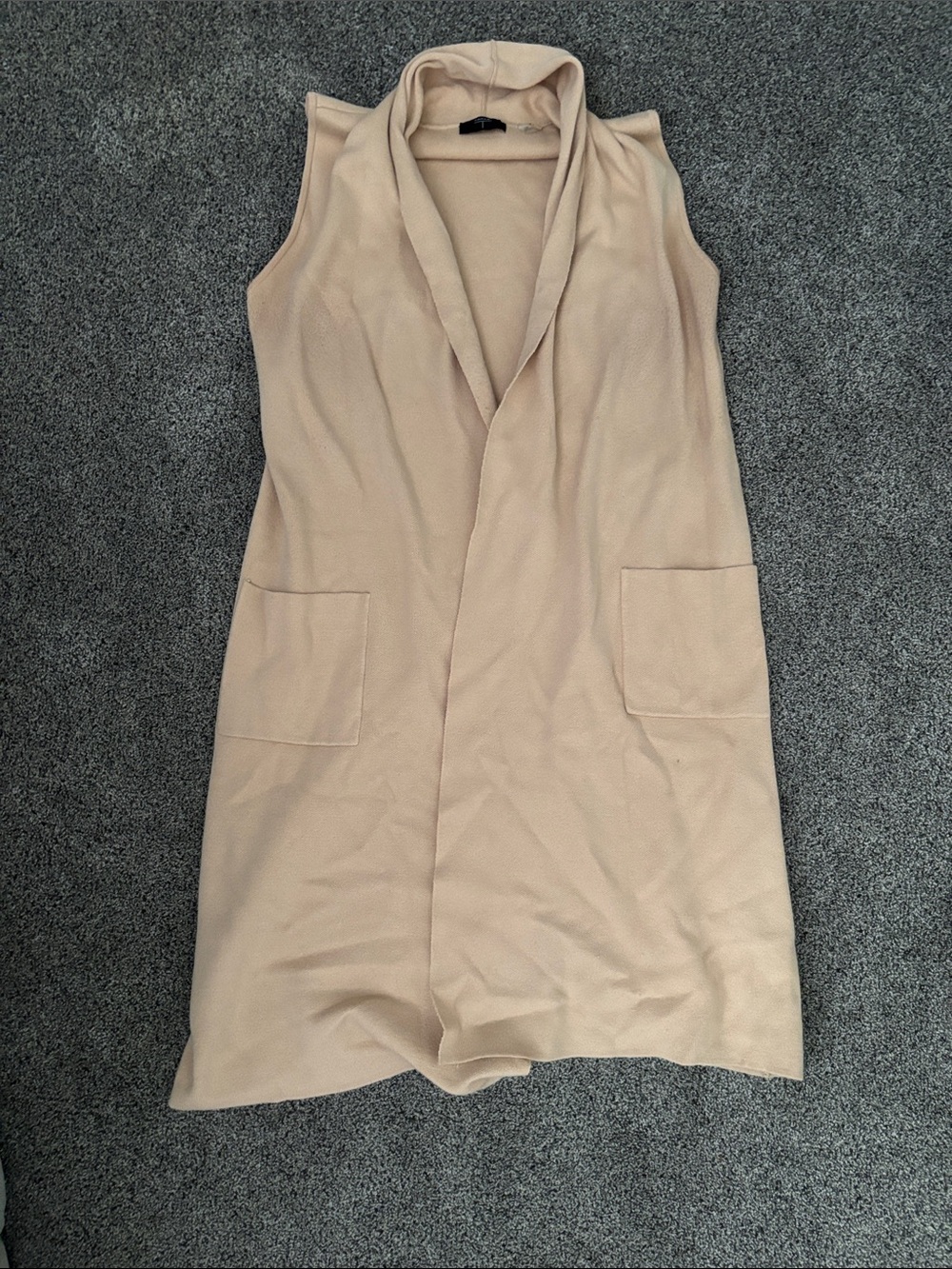 T Tahari Sleeveless Open-Front Long Sweater in Beige